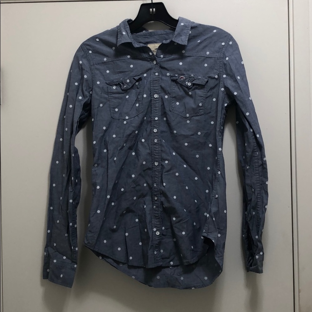 Hollister Denim Polka-Dotted Button Down